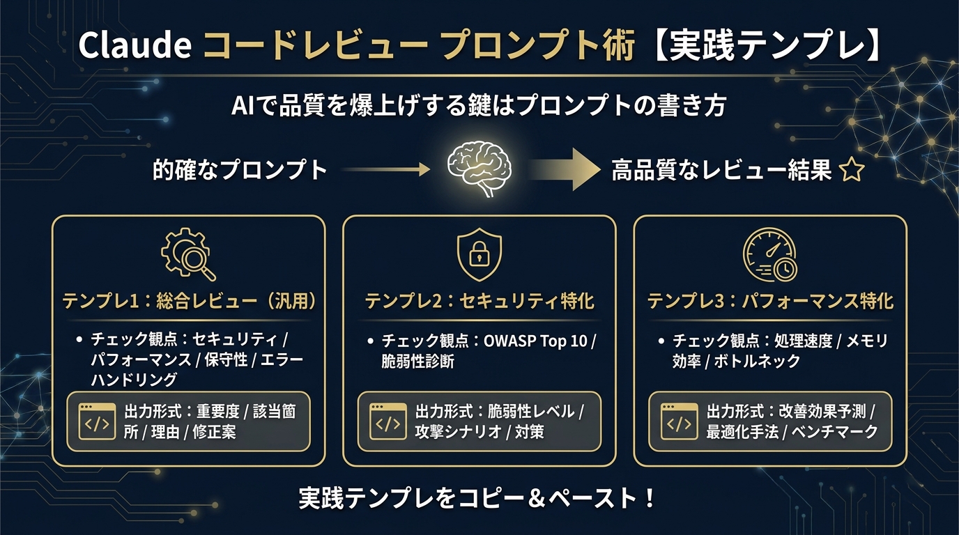 Claude コードレビューのプロンプト術【実践テンプレ付き】の図解