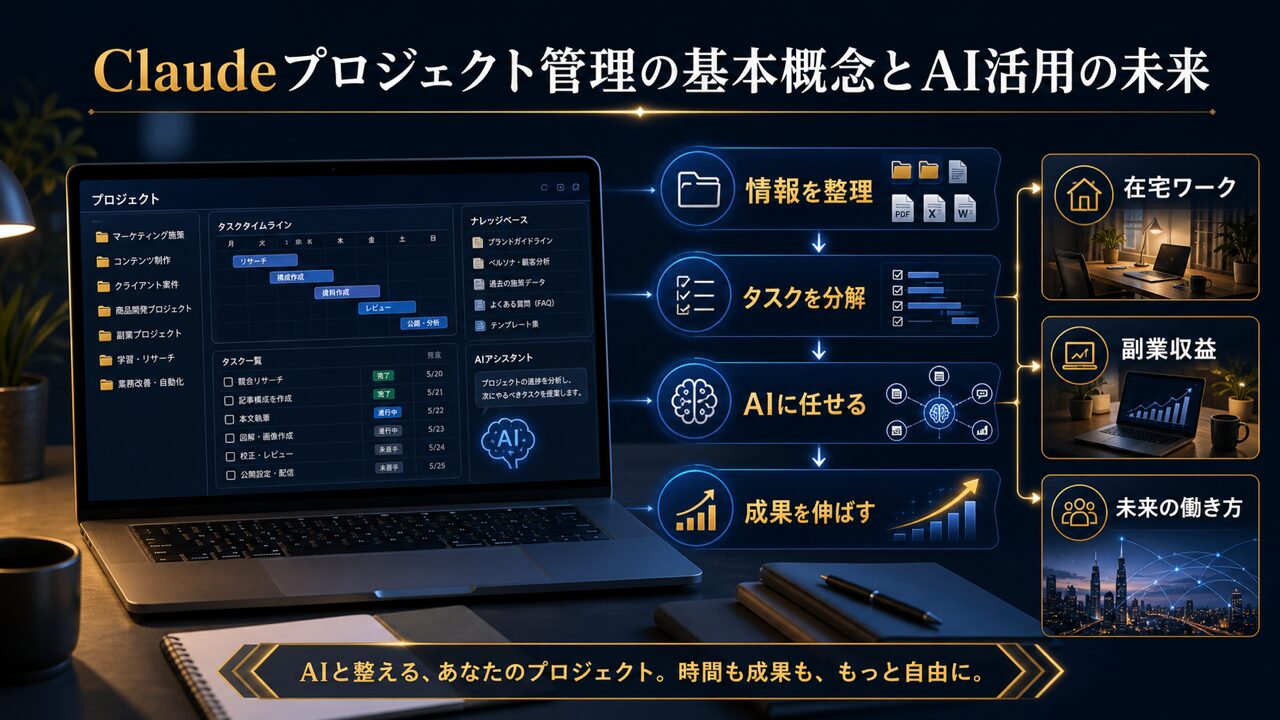 Claudeプロジェクト管理の基本概念とAI活用の未来の図解
