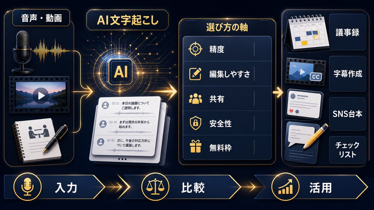 AI文字起こし無料ツール14選の要点図解