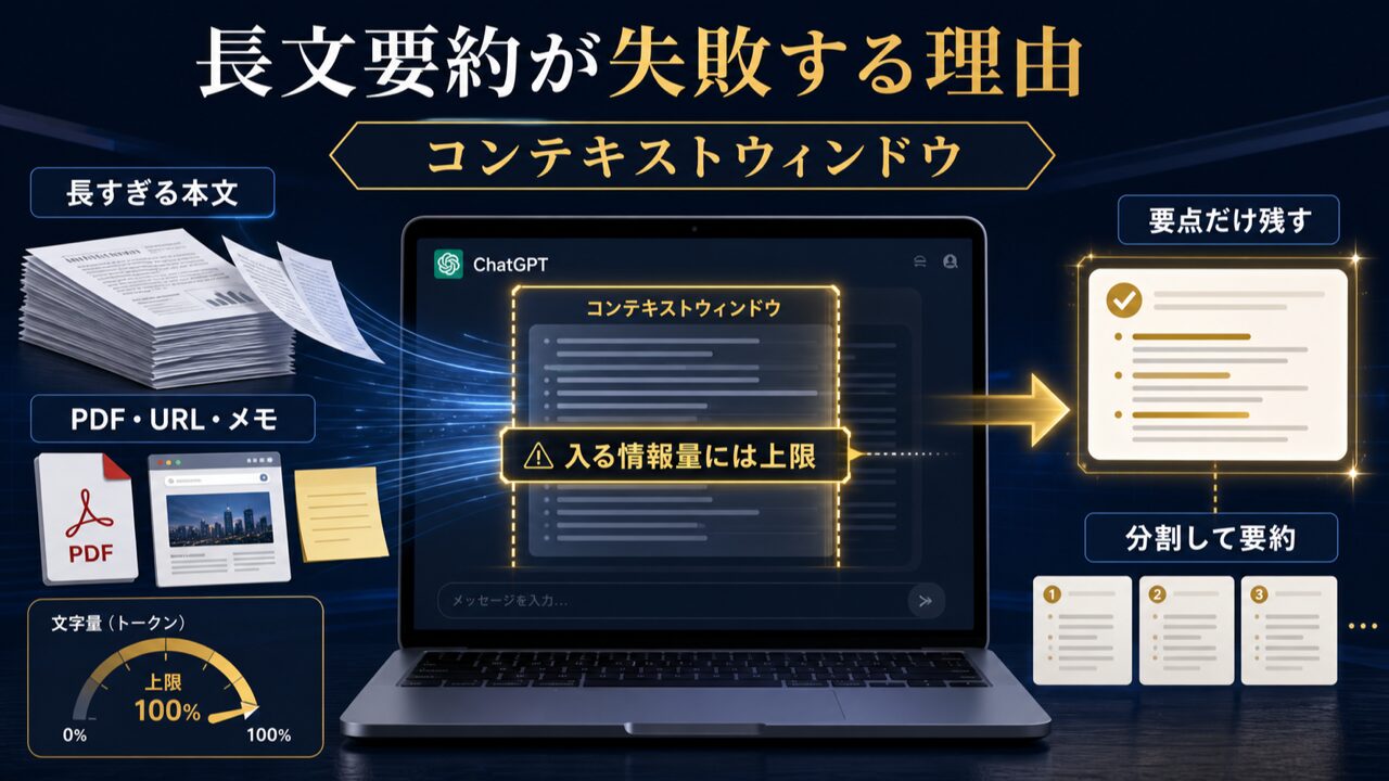 ChatGPTで長文要約がうまくいかない？ 根本原因は「コンテキストウィンドウ」にあったの図解