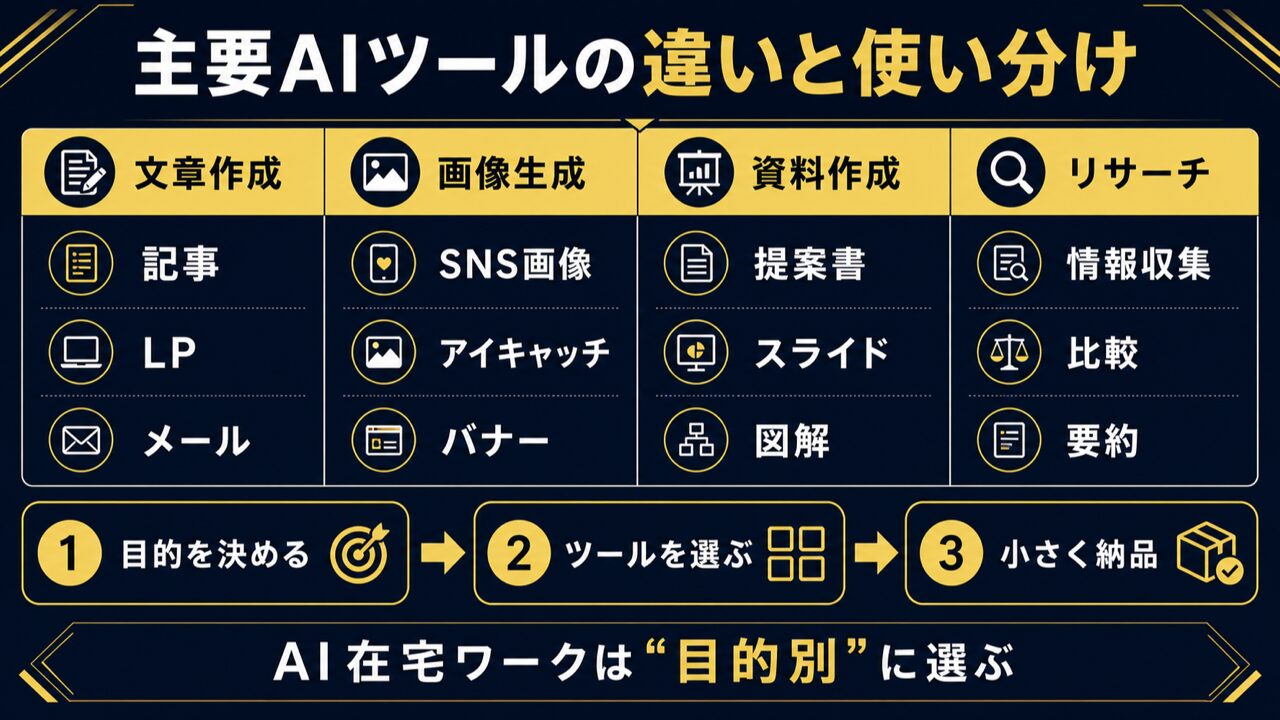 AI在宅ワークは未経験でも稼げる？始め方と職種10選【2026年最新】の要点を整理した図解