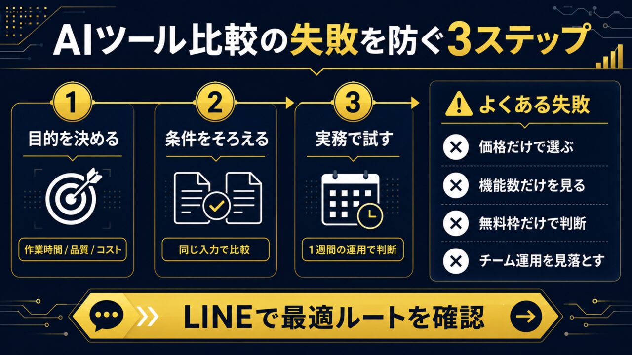【2026年最新】AIツール比較完全ガイド｜目的別おすすめ20選を実体験で徹底検証の要点を整理した図解
