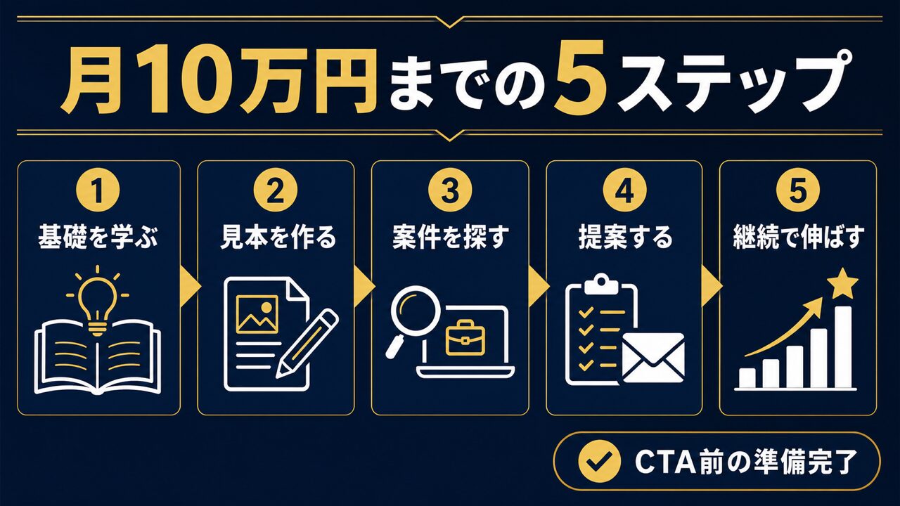 【2026年最新】ChatGPT副業ライティングで月10万円稼ぐ方法｜未経験からの始め方と案件獲得術の要点を整理した図解