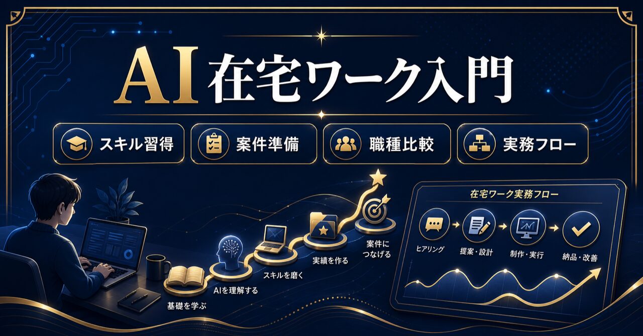AI在宅ワークは未経験でも稼げる？始め方と職種10選【2026年最新】のアイキャッチ