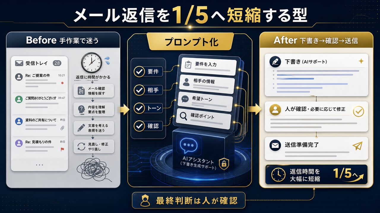 ChatGPTでメール効率化の要点図解