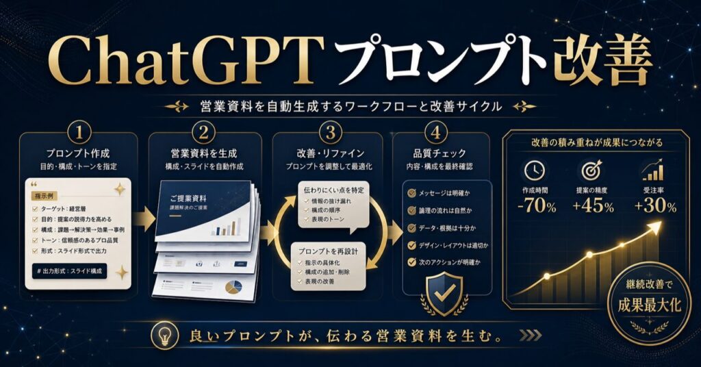 ChatGPTで営業資料を自動作成する方法｜プロンプト例・手順を徹底解説のアイキャッチ