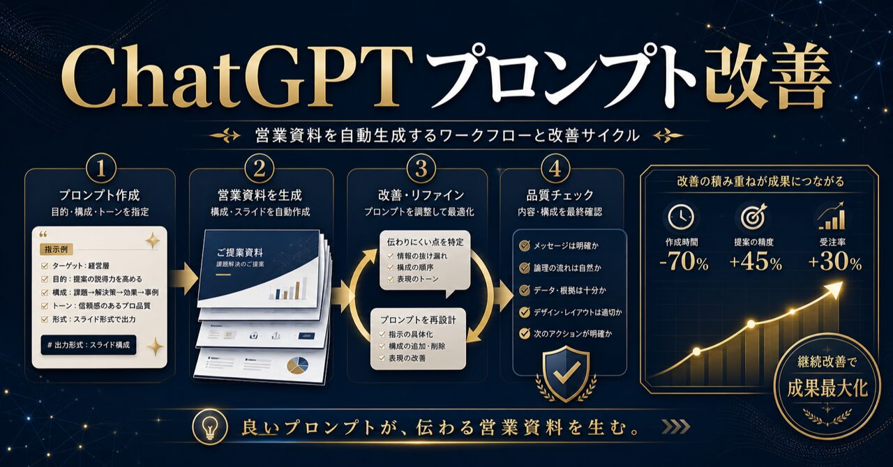 ChatGPTで営業資料を自動作成する方法｜プロンプト例・手順を徹底解説のアイキャッチ