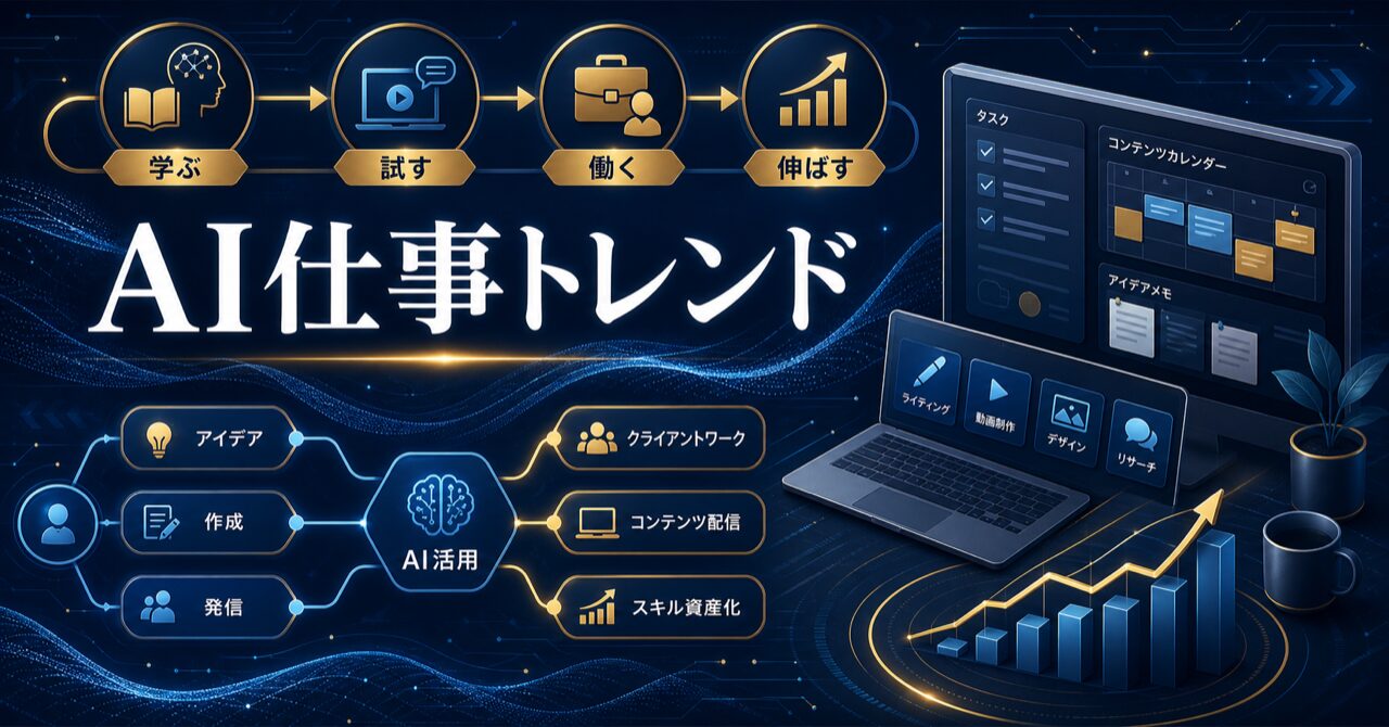 【2026年最新】AIで変わる仕事トレンド14選｜副業・在宅ワークの始め方のアイキャッチ