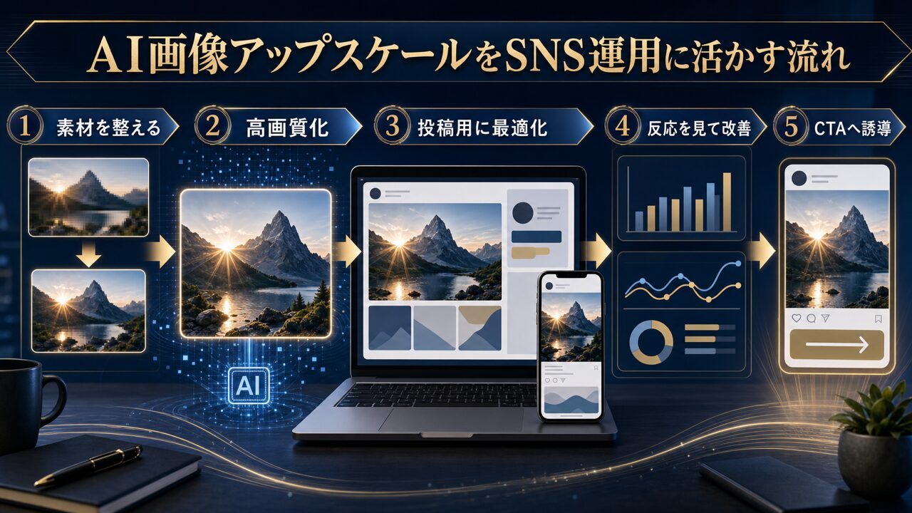 AI画像アップスケールをInstagram・SNS運用に活用する方法の図解