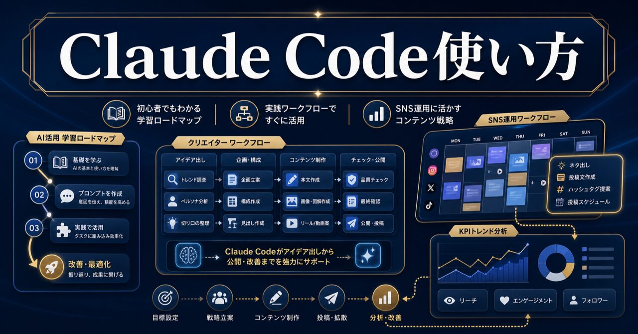 Claude Codeの使い方を初心者向けに解説！SNS運用への活用法ものアイキャッチ