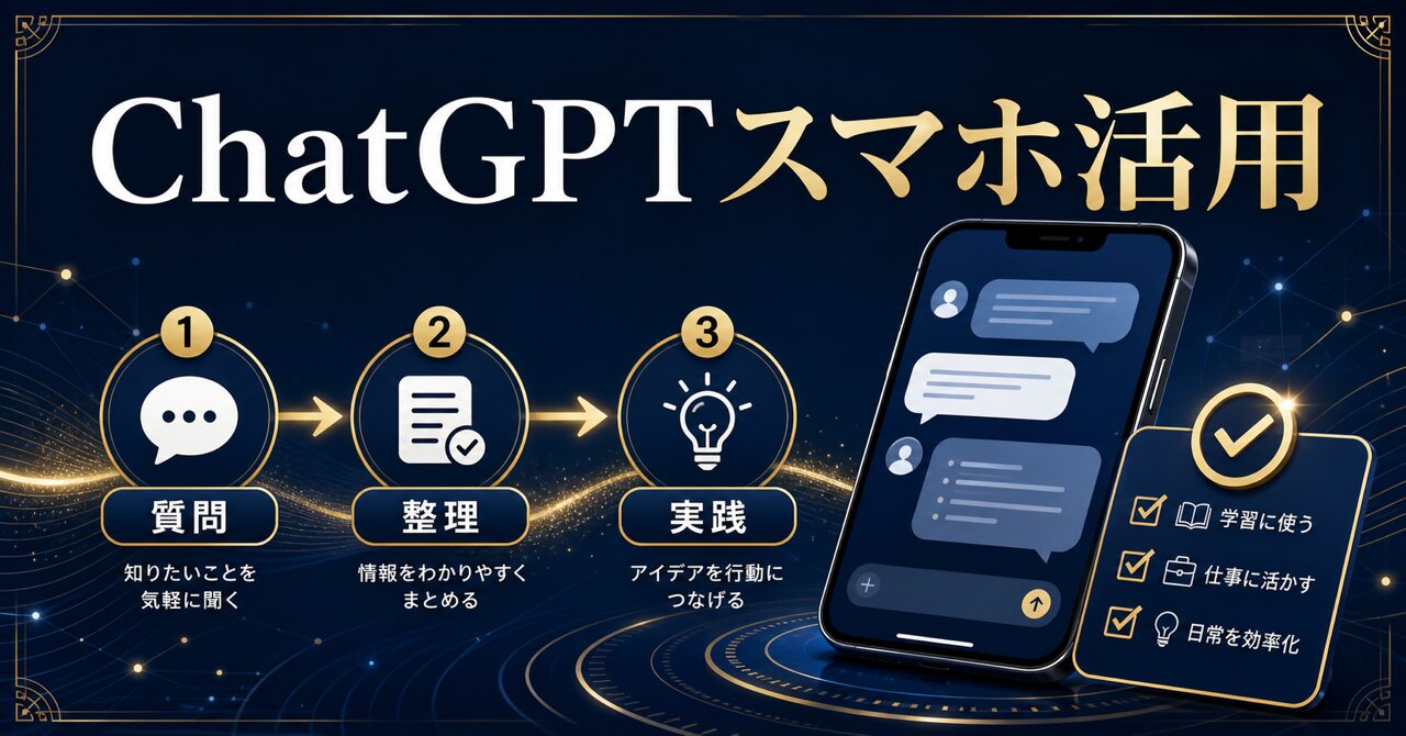 【2026年最新】ChatGPTスマホアプリの使い方を初心者向けに徹底解説！のアイキャッチ