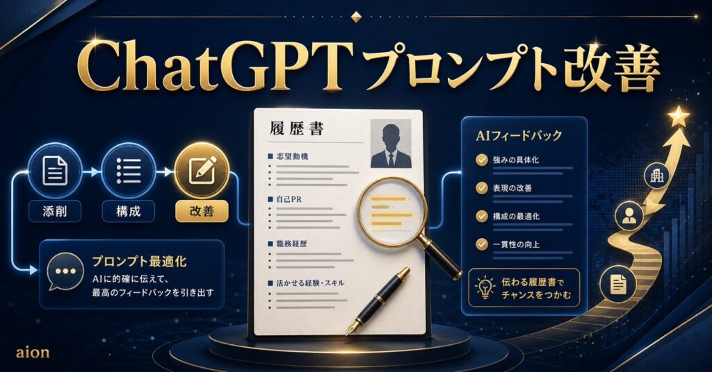 【2026年最新】ChatGPTで履歴書添削を完璧にするやり方｜コピペで使える最強プロンプト15選のアイキャッチ